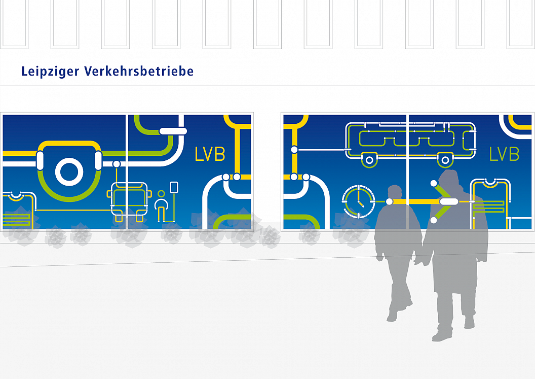 LVB | Leipziger Verkehrsbetriebe | Piktogramme | Schaufenster | Sehsam | Leipzig | Designagentur | Markenagentur | Kreativagentur | Grafikdesign | Corporate Design | Corporate Identity | Markenstrategie | Markendesign | Markenanwendung | Gestaltung